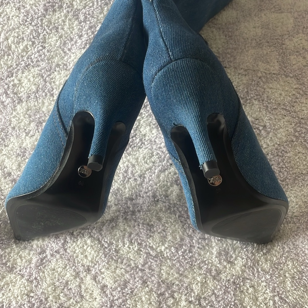 NWT Zara Denim Knee-High Boots Sz 9 - Picture 12 of 16